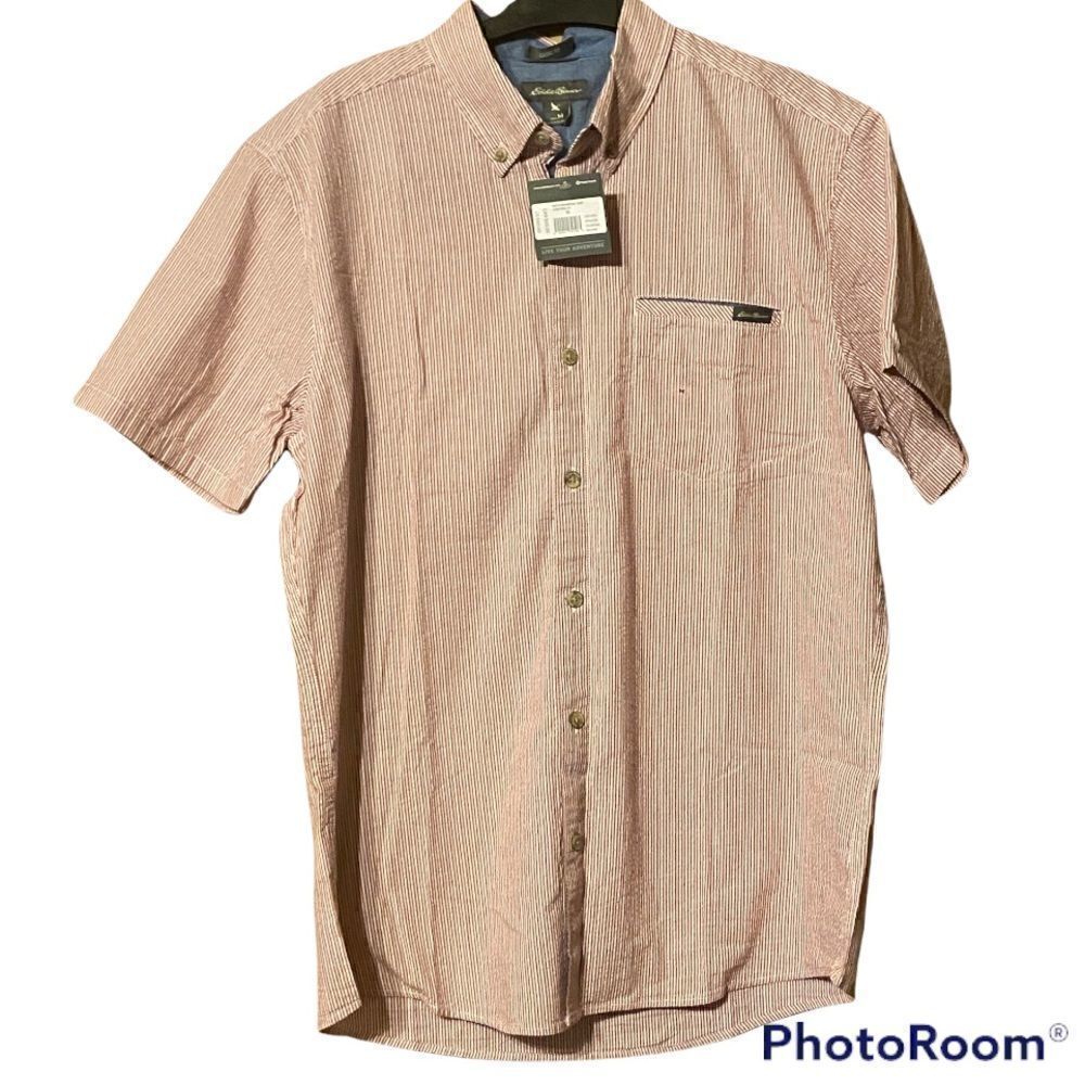 NWT Eddie Bauer Classic Fit Bainbridge Short Sleeve Button Front Shirt Size M